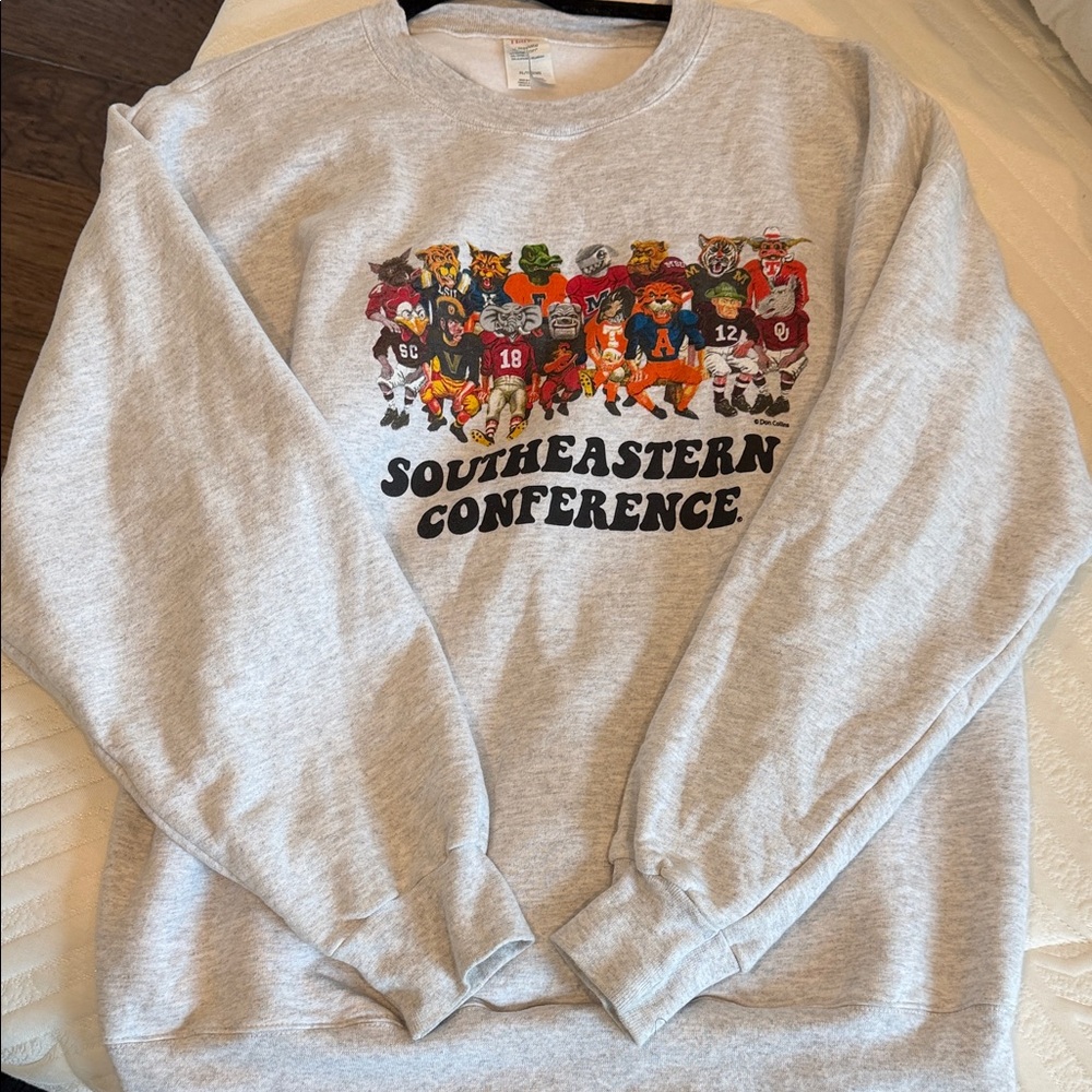 Gray Southeastern Conference womens crewneck